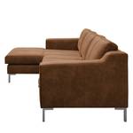 Ecksofa Fortune Antiklederlook Cognac - Longchair davorstehend links