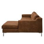 Ecksofa Fortune Antiklederlook Cognac - Longchair davorstehend rechts