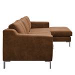 Ecksofa Fortune Antiklederlook Cognac - Longchair davorstehend rechts