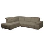 Ecksofa Gimli Webstoff Braun - Longchair davorstehend links - Schlaffunktion