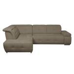 Ecksofa Gimli Webstoff Braun - Longchair davorstehend links - Schlaffunktion