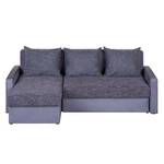 Ecksofa Giove (mit Schlaffunktion) Microfaser Grau/Strukturstoff Schwarz/Grau - Longchair davorstehend links