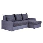 Ecksofa Giove (mit Schlaffunktion) Microfaser Grau/Strukturstoff Schwarz/Grau - Longchair davorstehend rechts