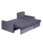 Ecksofa Giove (mit Schlaffunktion) Microfaser Grau/Strukturstoff Schwarz/Grau - Longchair davorstehend rechts