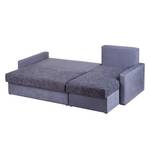 Divano angolare Giove con funzione letto - Microfibra in grigio/Stoffa strutturata nero/Grigio Longchair preimpostata a destra