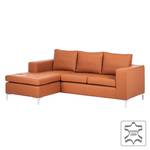 Ecksofa Giulia Echtleder Echtleder - Cognac - Longchair davorstehend links