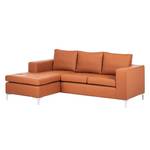 Ecksofa Giulia Echtleder Echtleder - Cognac - Longchair davorstehend links