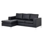 Ecksofa Giulia Echtleder Schwarz - Longchair davorstehend links