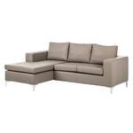 Ecksofa Giulia Echtleder Echtleder - Taupe - Longchair davorstehend links