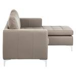 Ecksofa Giulia Echtleder Taupe - Longchair davorstehend rechts