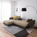 Ecksofa Glenrock (mit Schlaffunktion) beidseitig montierbar - Microfaser - Espresso / Warmes Beige