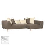 Ecksofa Goodluck Webstoff Taupe Longchair davorstehend rechts