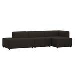 Ecksofa Graham Webstoff Stoff Mera: Braun-Grau - Longchair davorstehend rechts