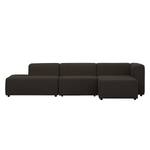 Ecksofa Graham Webstoff Stoff Mera: Braun-Grau - Longchair davorstehend rechts