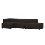 Ecksofa Graham Webstoff Stoff Mera: Braun-Grau - Longchair davorstehend links