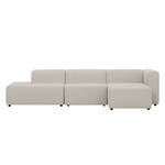 Ecksofa Graham Webstoff Stoff Mera: Hellbeige - Longchair davorstehend rechts