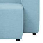 Canapé d'angle Graham Tissu - Tissu Mera : Bleu clair - Méridienne courte à droite (vue de face)