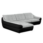 Ecksofa Gramat (mit Schlaffunktion) Kunstleder / Strukturstoff - Schwarz / Grau - Longchair davorstehend links