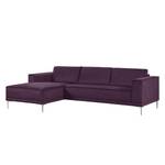 Ecksofa Grapefield Webstoff Aubergine - Longchair davorstehend links