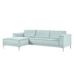 Ecksofa Grapefield Webstoff Hellblau - Longchair davorstehend links