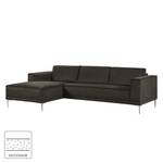 Ecksofa Grapefield Webstoff Kaffeebraun - Longchair davorstehend links