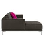 Ecksofa Grapefield Webstoff Kaffeebraun - Longchair davorstehend links