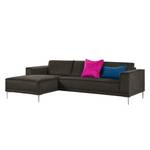 Ecksofa Grapefield Webstoff Kaffeebraun - Longchair davorstehend links