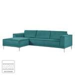 Ecksofa Grapefield Webstoff Petrol - Longchair davorstehend links