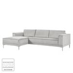 Ecksofa Grapefield Webstoff Silber - Longchair davorstehend links