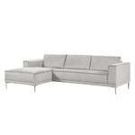 Ecksofa Grapefield Webstoff Silber - Longchair davorstehend links