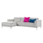 Ecksofa Grapefield Webstoff Silber - Longchair davorstehend links