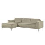 Ecksofa Grapefield Webstoff Warmes Beige - Longchair davorstehend links