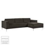 Ecksofa Grapefield Webstoff Kaffeebraun - Longchair davorstehend rechts