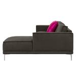 Ecksofa Grapefield Webstoff Kaffeebraun - Longchair davorstehend rechts