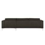 Ecksofa Grapefield Webstoff Kaffeebraun - Longchair davorstehend rechts