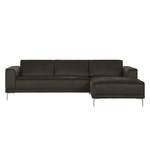 Ecksofa Grapefield Webstoff Kaffeebraun - Longchair davorstehend rechts