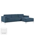 Ecksofa Grapefield Webstoff Meerblau - Longchair davorstehend rechts