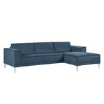 Ecksofa Grapefield Webstoff Meerblau - Longchair davorstehend rechts