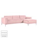 Ecksofa Grapefield Webstoff Rosa - Longchair davorstehend rechts