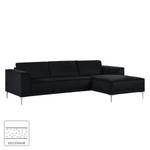 Ecksofa Grapefield Webstoff Schwarz - Longchair davorstehend rechts