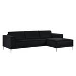 Ecksofa Grapefield Webstoff Schwarz - Longchair davorstehend rechts