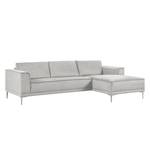 Ecksofa Grapefield Webstoff Silber - Longchair davorstehend rechts