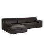 Ecksofa Hampton mit/ohne Schlaffunktion Kunstleder Schwarz - Longchair davorstehend links