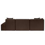 Ecksofa Healy Filz - Espresso - Longchair davorstehend links - Mit Hocker