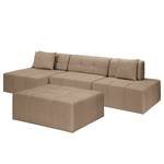 Ecksofa Healy Filz - Latte Macchiato - Longchair davorstehend links - Mit Hocker