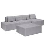 Ecksofa Healy Filz - Granit - Longchair davorstehend rechts - Mit Hocker