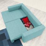 Ecksofa Heaven Casual Webstoff Stoff TBO: 56 ice blue - Longchair davorstehend links - Schlaffunktion - Bettkasten