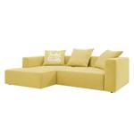 Hoekbank Heaven Casual Stof TBO: 55 pastel yellow - Longchair vooraanzicht links - Slaapfunctie - Opbergruimte