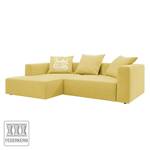 Hoekbank Heaven Casual Stof TBO: 55 pastel yellow - Longchair vooraanzicht links - Slaapfunctie - Opbergruimte