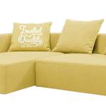 Hoekbank Heaven Casual Stof TBO: 55 pastel yellow - Longchair vooraanzicht links - Slaapfunctie - Opbergruimte